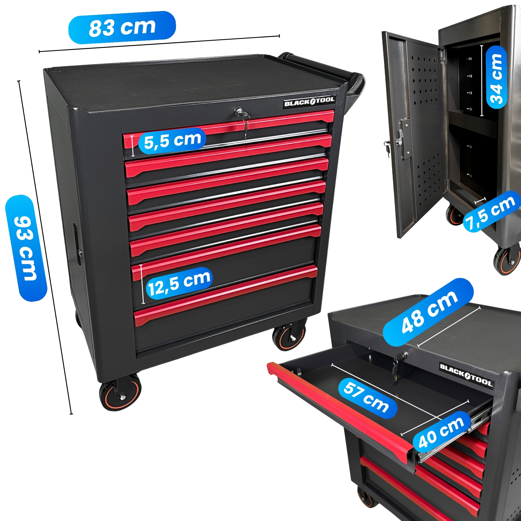 BL-5003 - Dielenský vozík Boxer Prázdny 7 zásuviek Bočná skrinka (1)